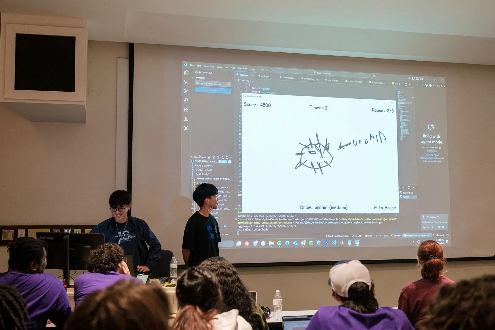 Photo of project demonstration at UNC's HACK110 hackathon
